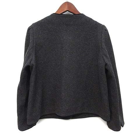 Saint Laurent Yves Rive Gauche Wool Felt Collarless Jacket Charcoal Grey-m