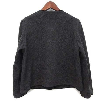 Saint Laurent Yves Rive Gauche Wool Felt Collarless Jacket Charcoal Grey-m