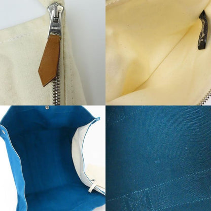 Hermes Tote Cannes MM Cotton Canvas Blue Green Casual