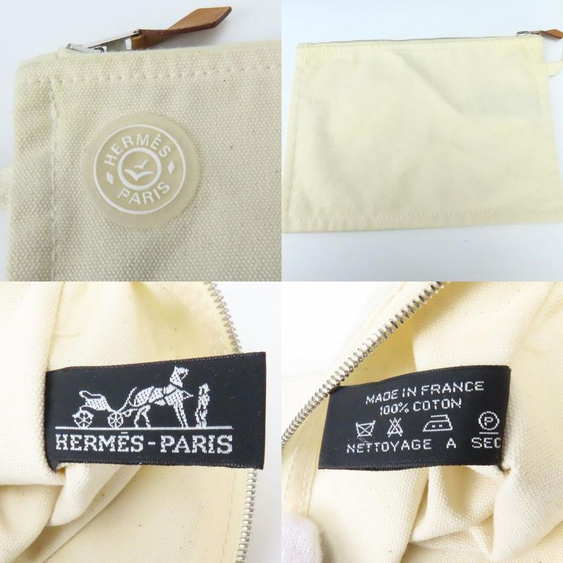 Hermes Tote Cannes MM Cotton Canvas Blue Green Casual