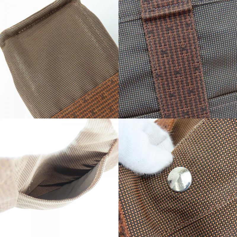Hermes Tote Her Line MM Polyester Polyamide Brown Old Standard