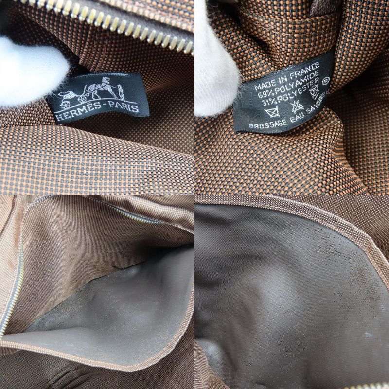Hermes Tote Her Line MM Polyester Polyamide Brown Old Standard