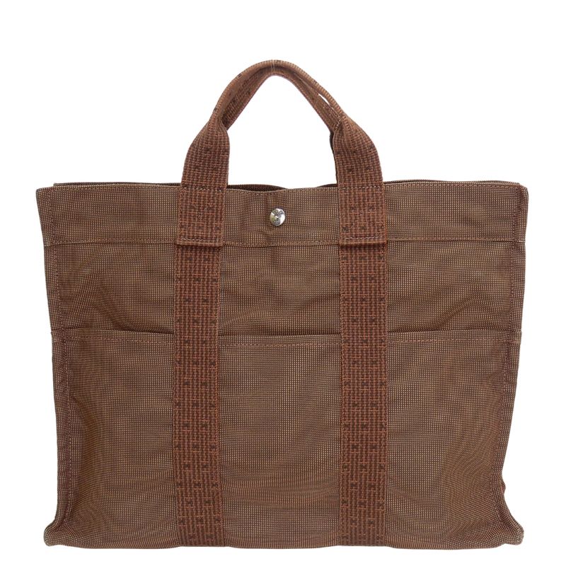Hermes Tote Her Line MM Polyester Polyamide Brown Old Standard