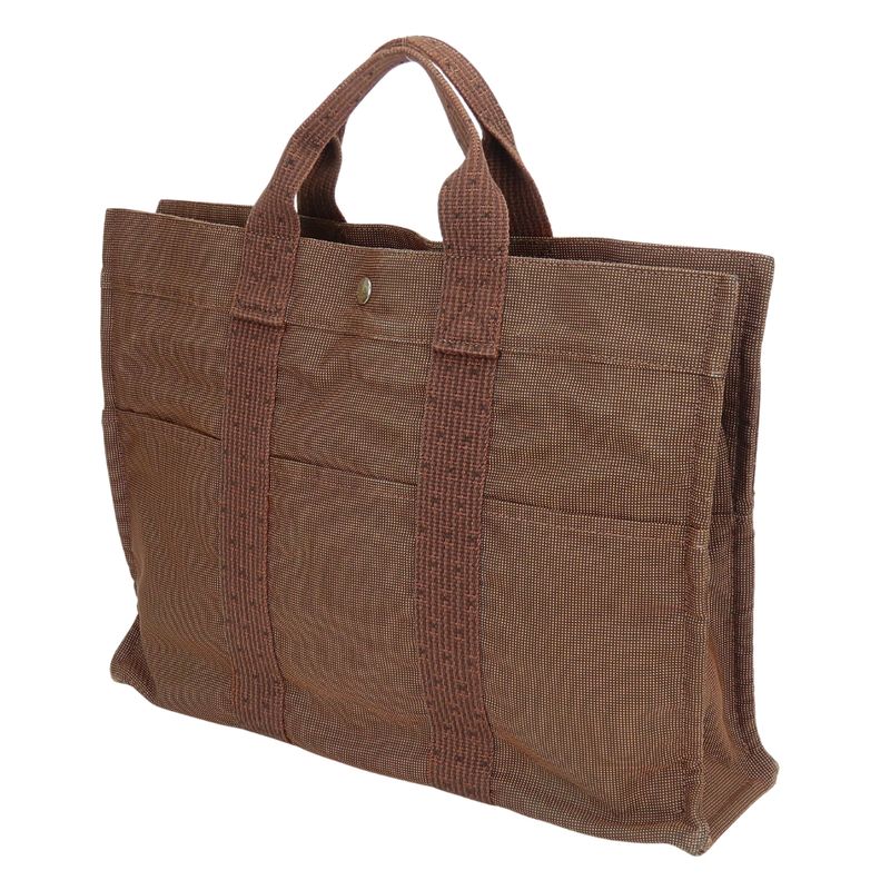 Hermes Tote Her Line MM Polyester Polyamide Brown Old Standard