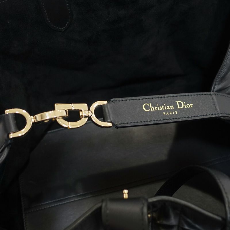 Dior Toujour Large Tote Macro Cannage Leather Black Gold