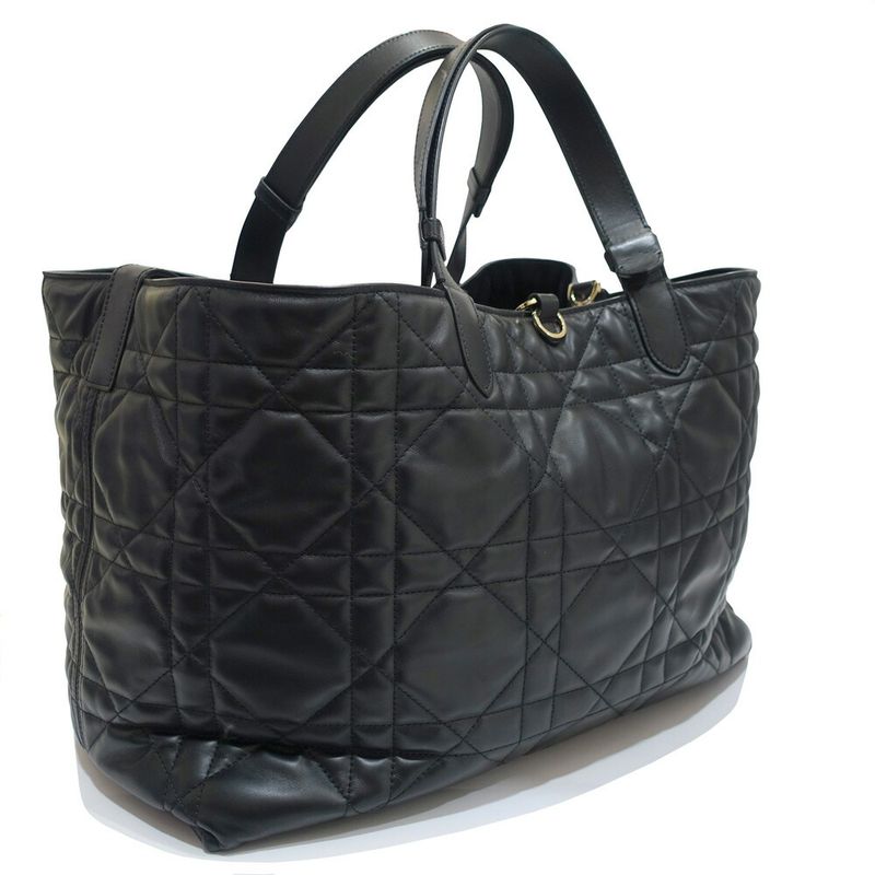 Dior Toujour Large Tote Macro Cannage Leather Black Gold
