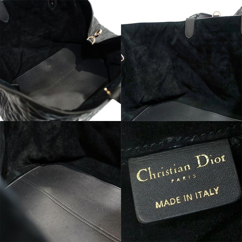 Dior Toujour Large Tote Macro Cannage Leather Black Gold