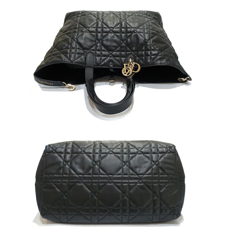 Dior Toujour Large Tote Macro Cannage Leather Black Gold