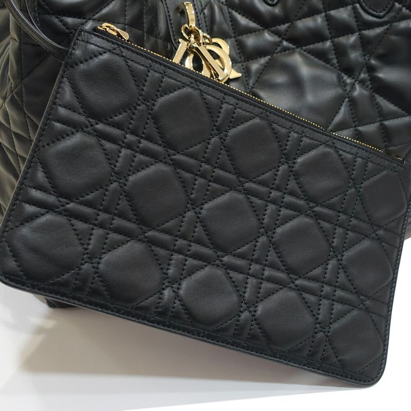 Dior Toujour Large Tote Macro Cannage Leather Black Gold