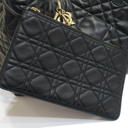 Dior Toujour Large Tote Macro Cannage Leather Black Gold