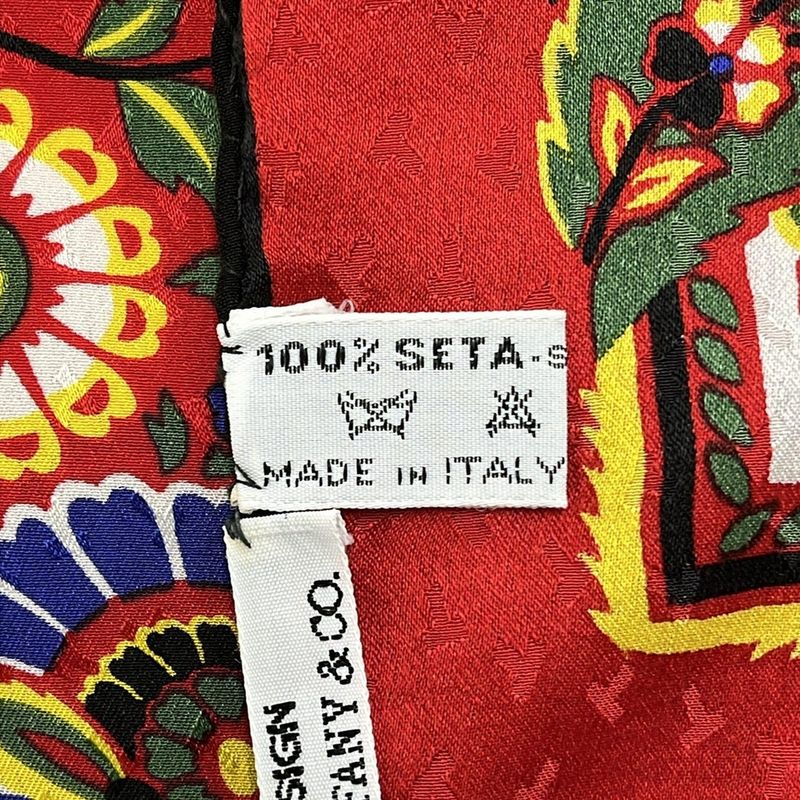 Tiffany & Co Scarf Red Blue Multi Floral Pattern