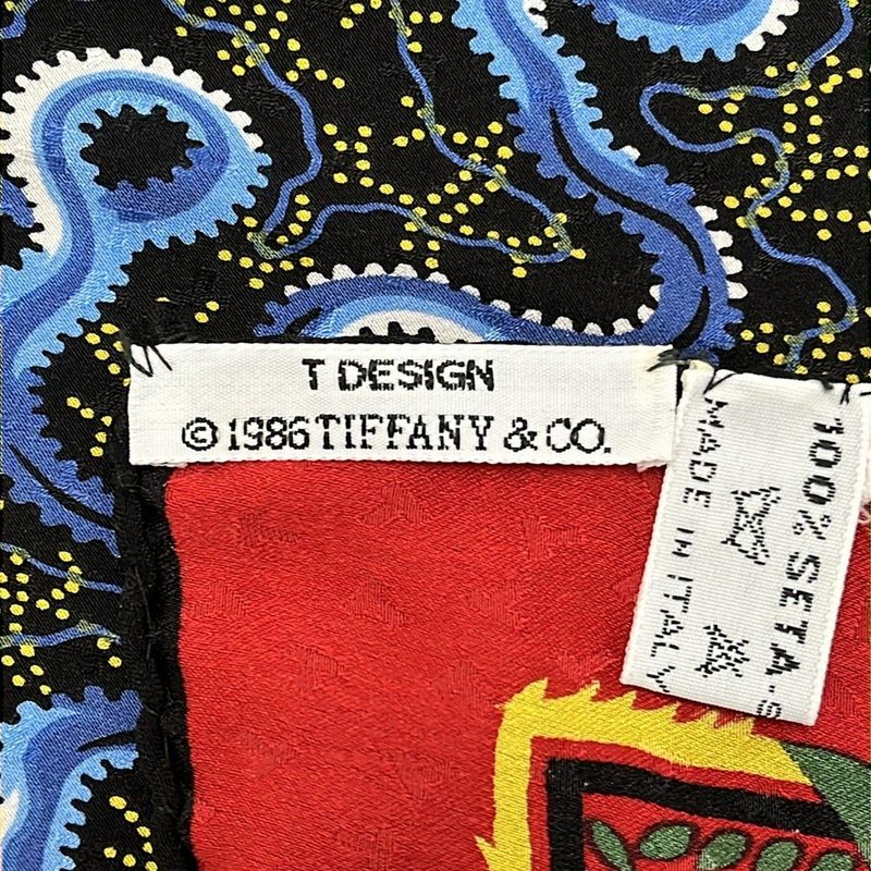 Tiffany & Co Scarf Red Blue Multi Floral Pattern