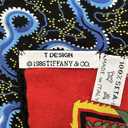 Tiffany & Co Scarf Red Blue Multi Floral Pattern