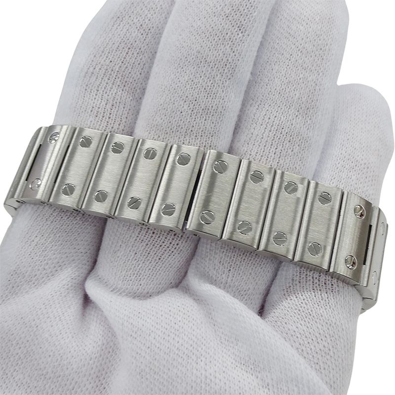 Cartier Watch Santos Galbe LM Date Quartz Stainless Steel Silver Ivory Polished
