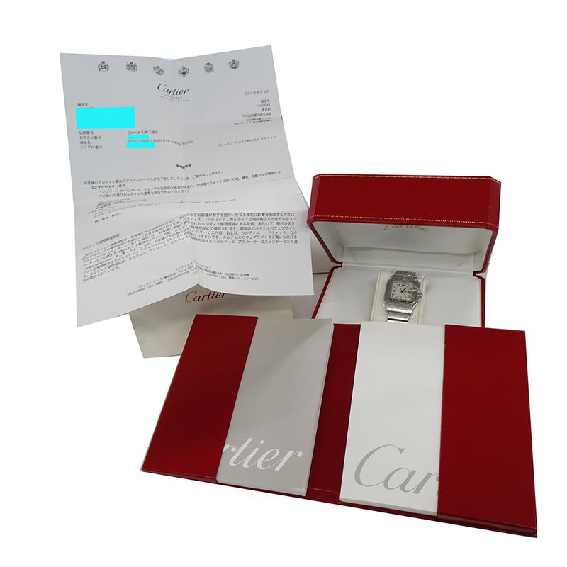 Cartier Watch Santos Galbe LM Date Quartz Stainless Steel Silver Ivory Polished
