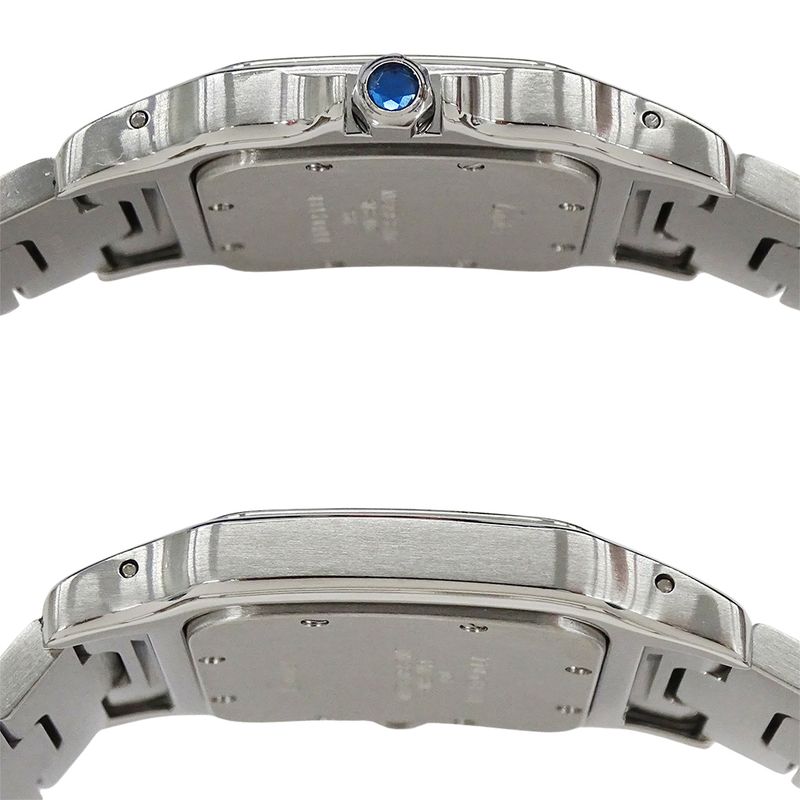 Cartier Watch Santos Galbe LM Date Quartz Stainless Steel Silver Ivory Polished