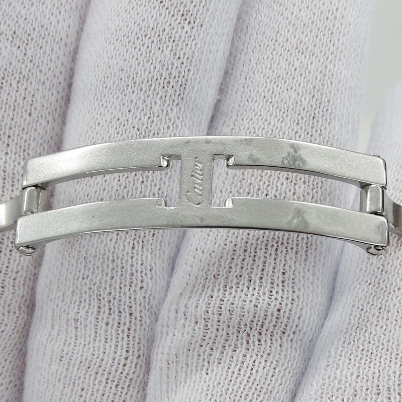 Cartier Watch Santos Galbe LM Date Quartz Stainless Steel Silver Ivory Polished