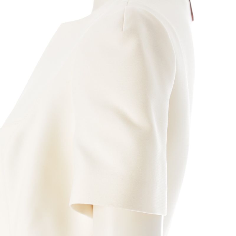 Louis Vuitton Wool Silk V-belt Short Sleeve Dress Ivory 34
