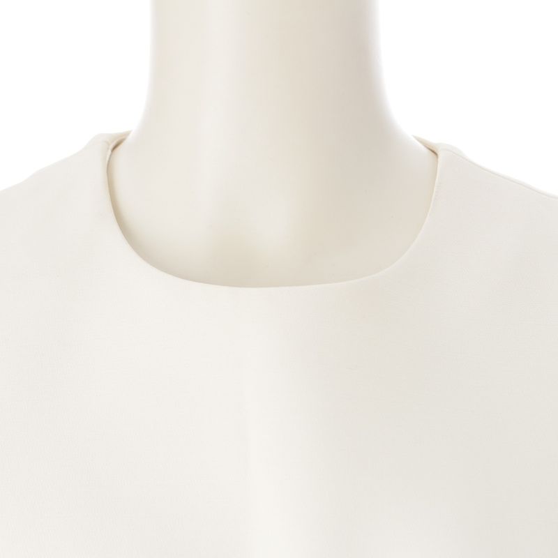 Louis Vuitton Wool Silk V-belt Short Sleeve Dress Ivory 34
