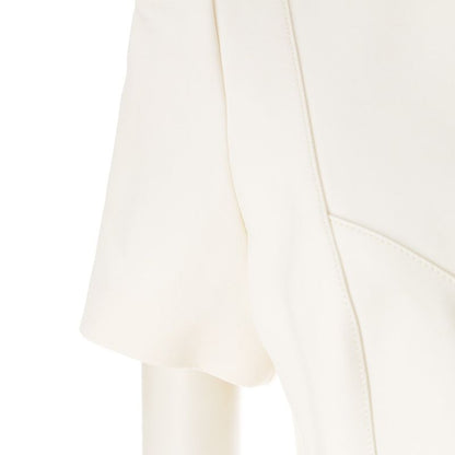 Louis Vuitton Wool Silk V-belt Short Sleeve Dress Ivory 34