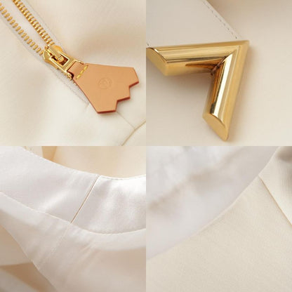 Louis Vuitton Wool Silk V-belt Short Sleeve Dress Ivory 34
