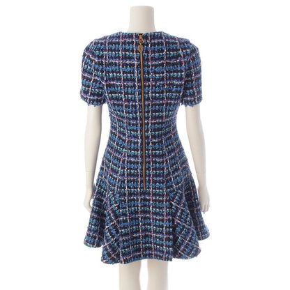 Louis Vuitton Wool Nylon Short Sleeve Skater Dress Blue 34
