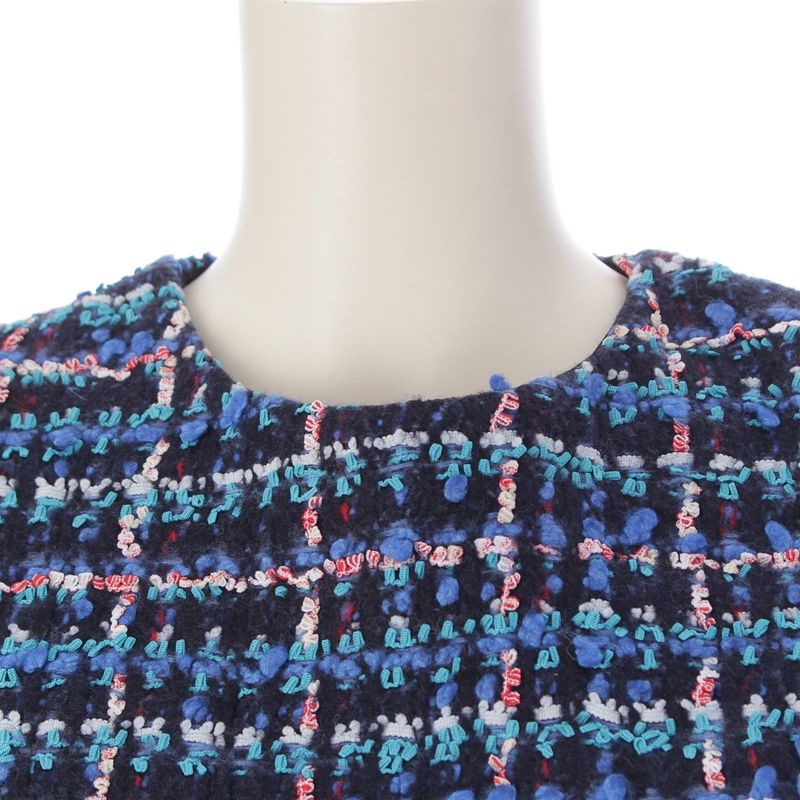 Louis Vuitton Wool Nylon Short Sleeve Skater Dress Blue 34