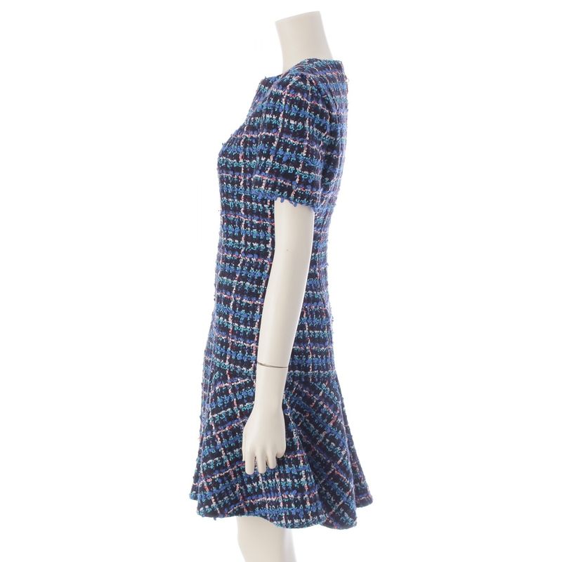 Louis Vuitton Wool Nylon Short Sleeve Skater Dress Blue 34