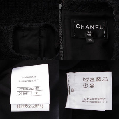 Chanel Cotton Silk Blend Lion Button Sleeveless Dress Black 36