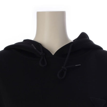 Prada Triangle Logo Cropped Hoodie Top Black