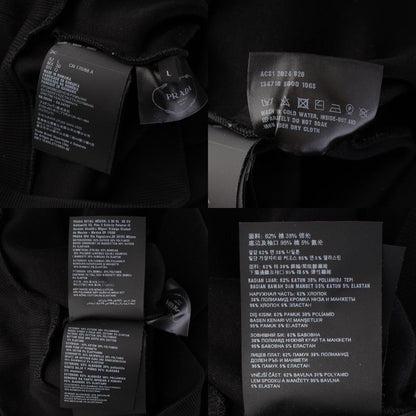 Prada Triangle Logo Cropped Hoodie Top Black