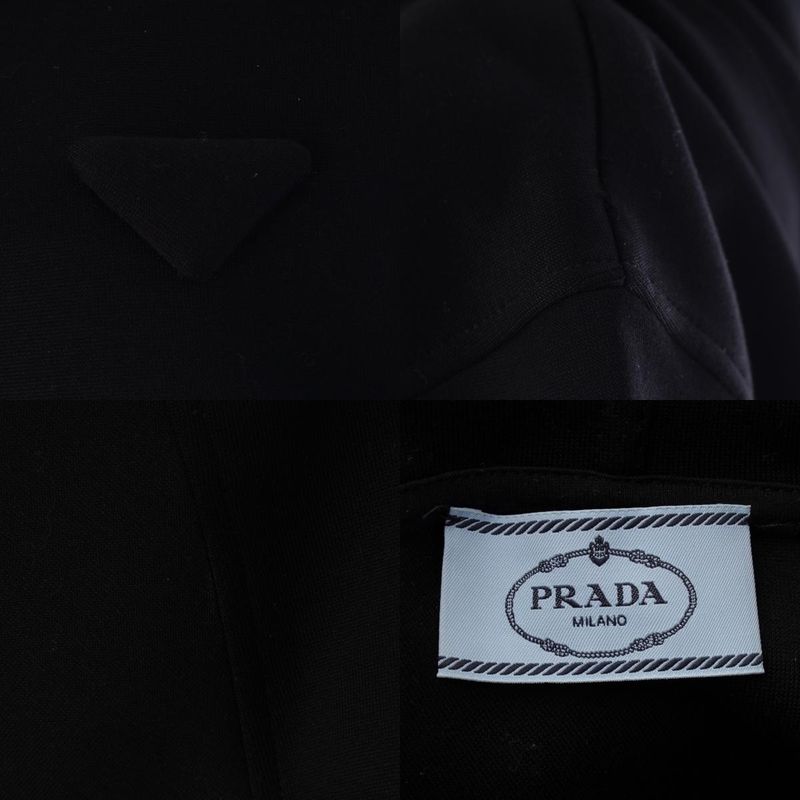 Prada Triangle Logo Cropped Hoodie Top Black