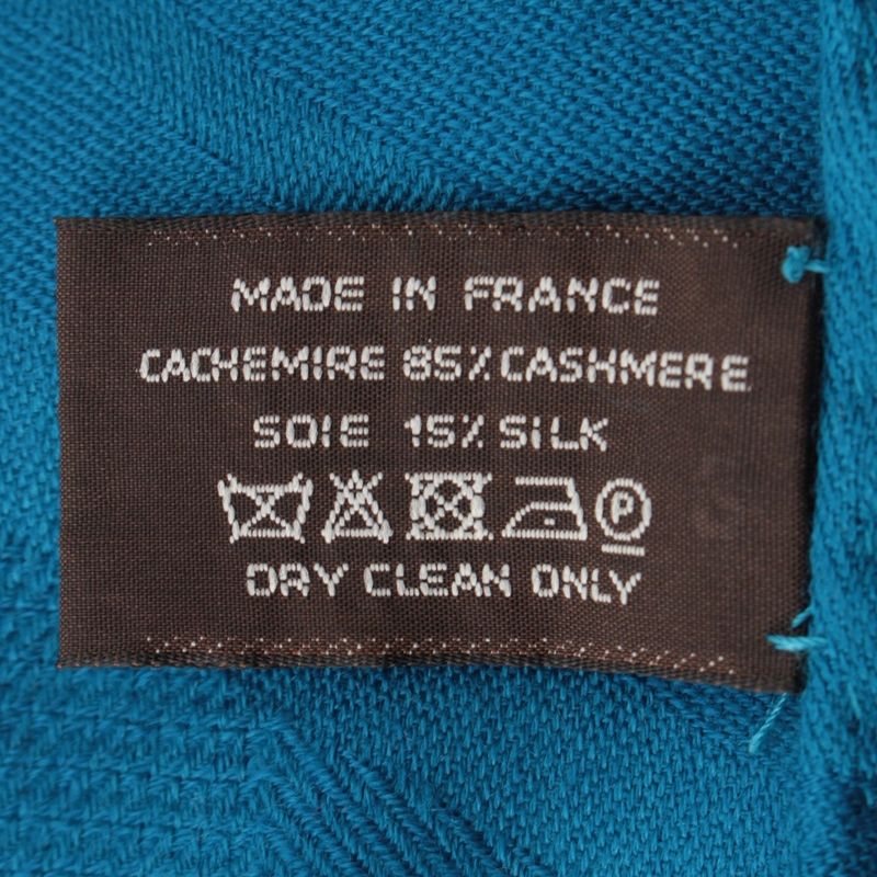 Hermes Cashmere Silk New Libris Shawl Blue Scarf
