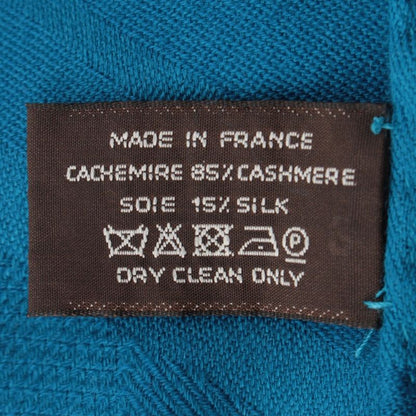 Hermes Cashmere Silk New Libris Shawl Blue Scarf