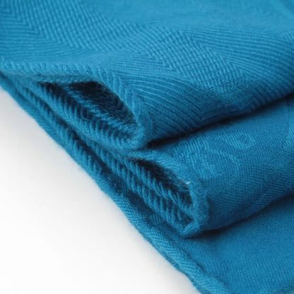 Hermes Cashmere Silk New Libris Shawl Blue Scarf