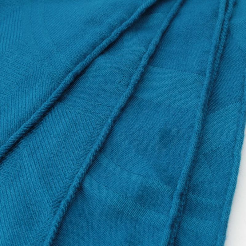 Hermes Cashmere Silk New Libris Shawl Blue Scarf