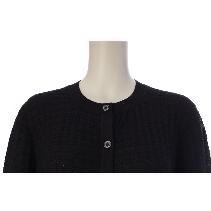 Hermes Cashmere Series Button Cardigan Top Black 38