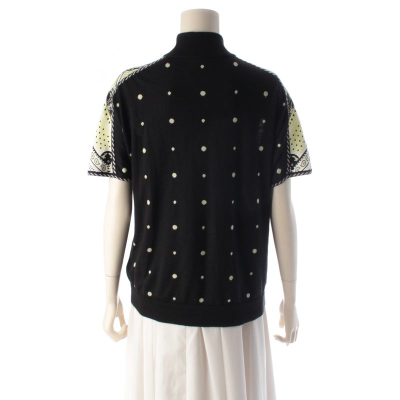 Hermes Harnais de Cour Bandana Cashmere Silk Twill Lane Mock Neck Short Sleeve
