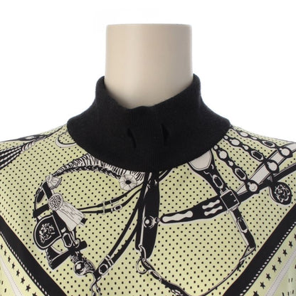 Hermes Harnais de Cour Bandana Cashmere Silk Twill Lane Mock Neck Short Sleeve