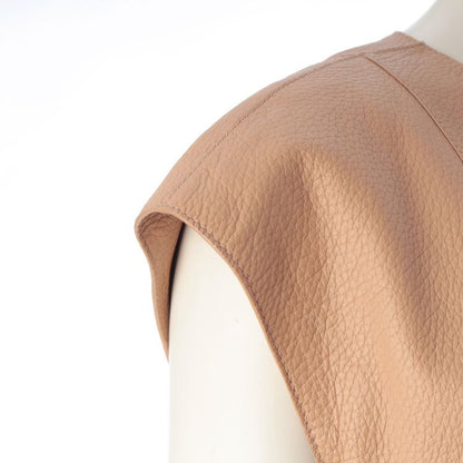 Hermes Deerskin Leather Sleeveless Dress Beige 38