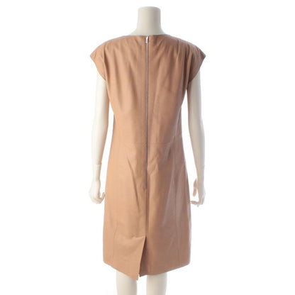 Hermes Deerskin Leather Sleeveless Dress Beige 38