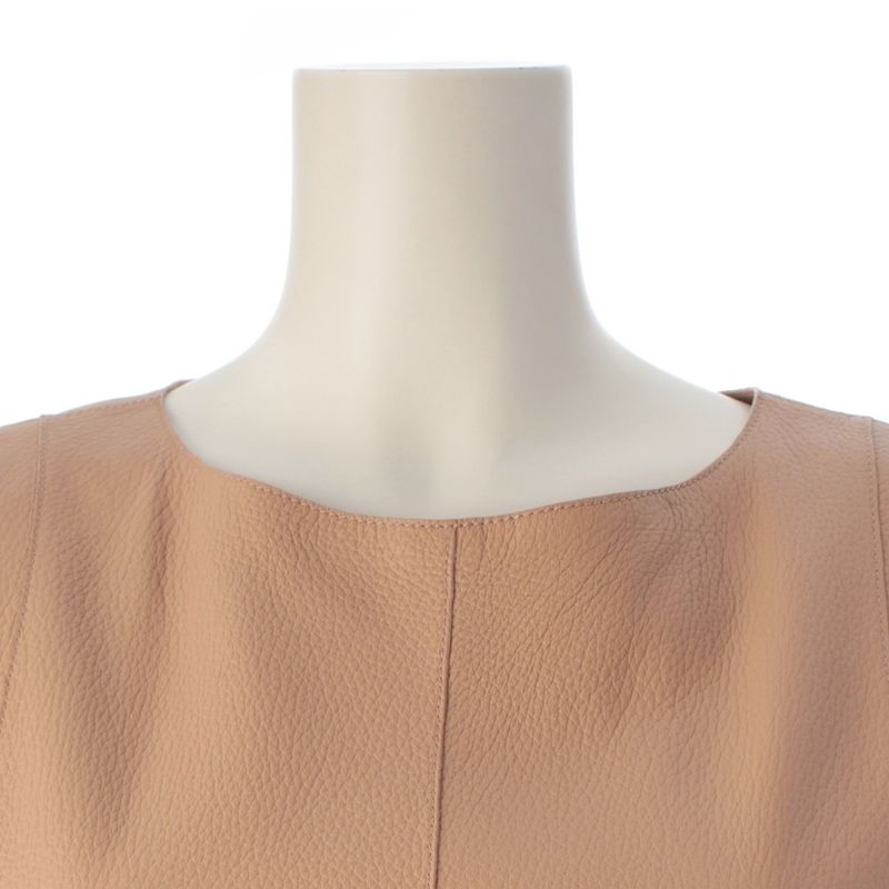 Hermes Deerskin Leather Sleeveless Dress Beige 38