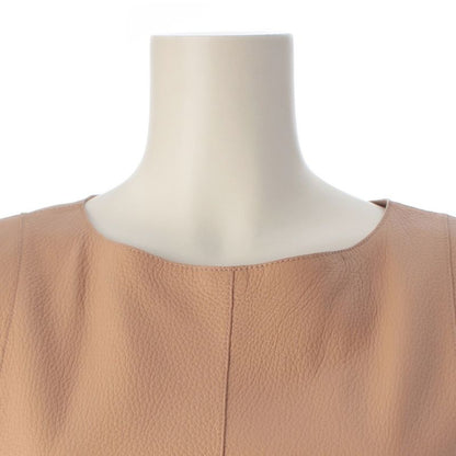 Hermes Deerskin Leather Sleeveless Dress Beige 38