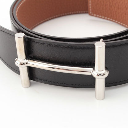Hermes Box Calf Togo Hd'ancre Reversible 38 Belt Black Gold 90