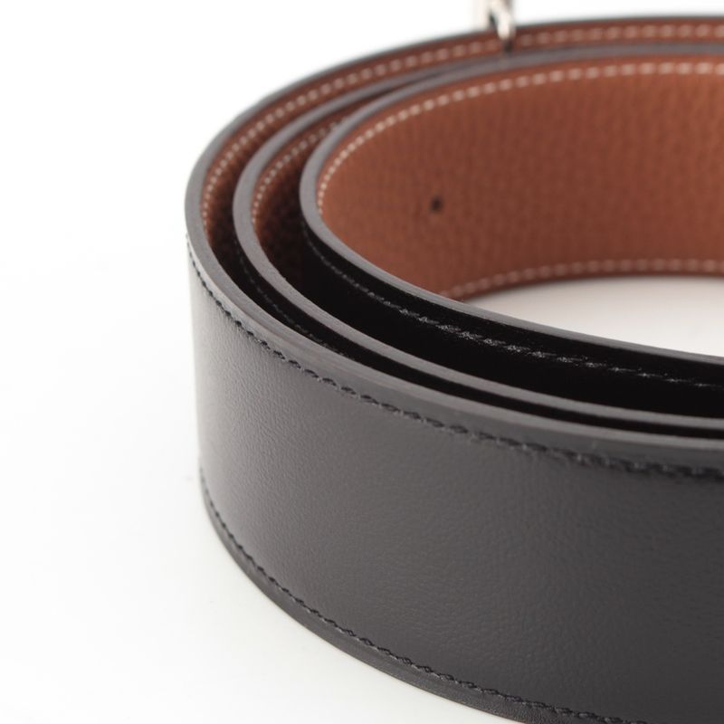 Hermes Box Calf Togo Hd'ancre Reversible 38 Belt Black Gold 90