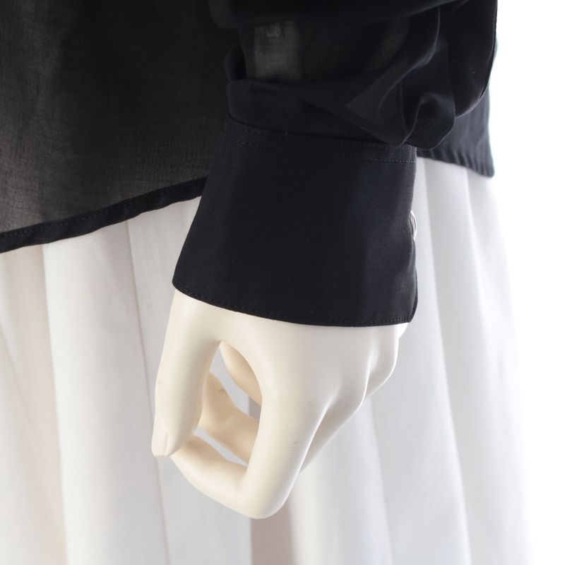 Saint Laurent Cotton Sheer Long Sleeve Shirt Black