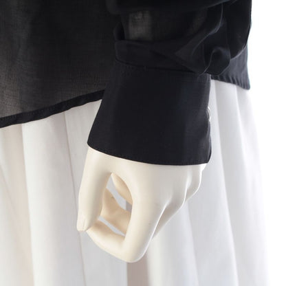 Saint Laurent Cotton Sheer Long Sleeve Shirt Black