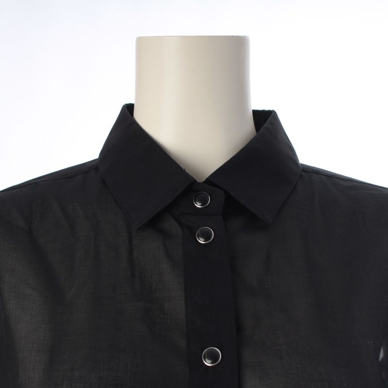 Saint Laurent Cotton Sheer Long Sleeve Shirt Black