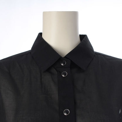 Saint Laurent Cotton Sheer Long Sleeve Shirt Black