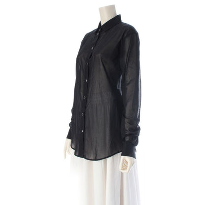 Saint Laurent Cotton Sheer Long Sleeve Shirt Black